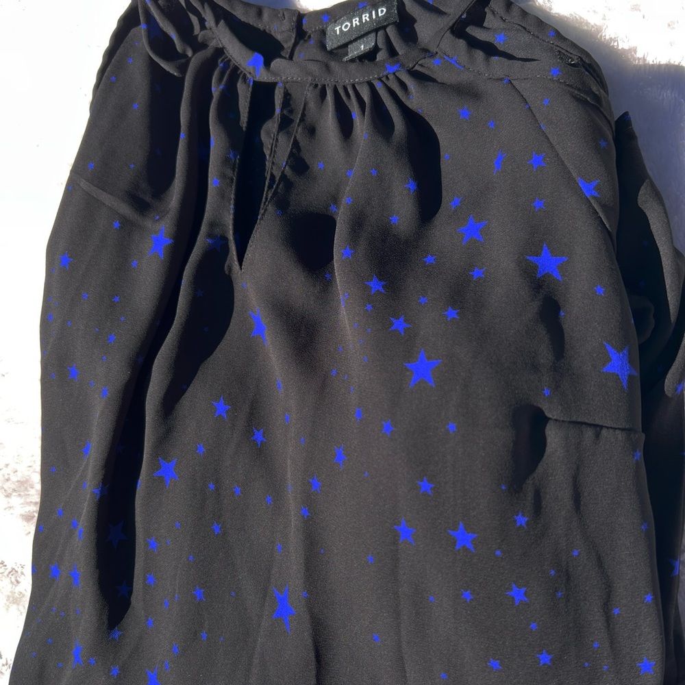 Torrid Black Top with Blue Star Design - Picture 3 of 7
